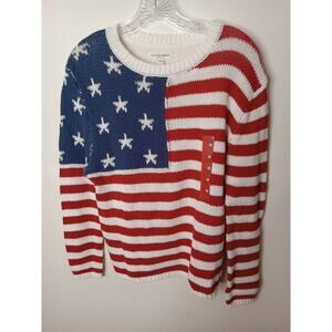 NWT Grayson Threads Women's Size XS American Flag Lightweight Knit Sweater